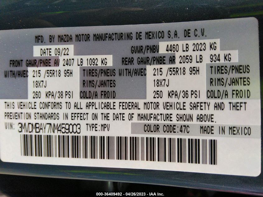 2022 MAZDA CX-30 2.5 TURBO - 3MVDMBAY7NM459003