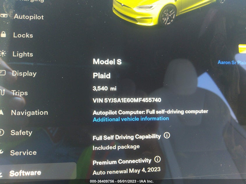 VIN 5YJSA1E60MF455740 2021 TESLA MODEL S PLAID