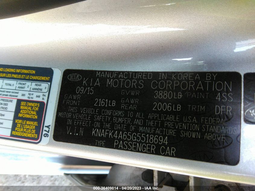 2016 KIA FORTE LX - KNAFK4A65G5518694