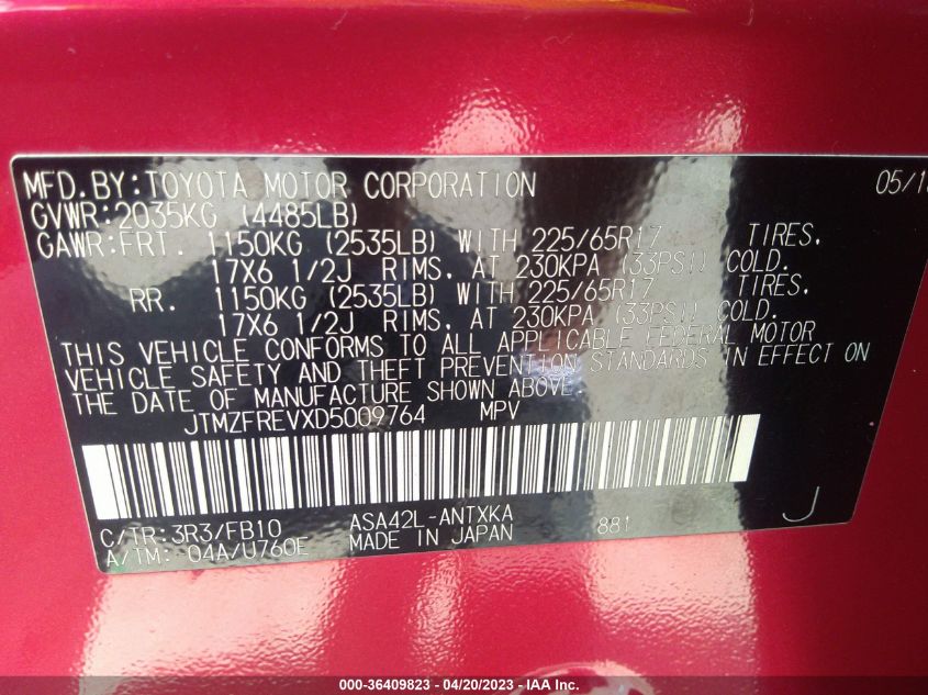 2013 TOYOTA RAV4 LE - JTMZFREVXD5009764