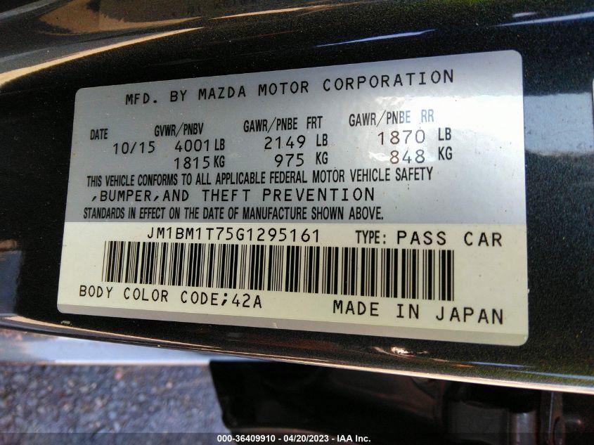 2016 MAZDA MAZDA3 I SPORT - JM1BM1T75G1295161