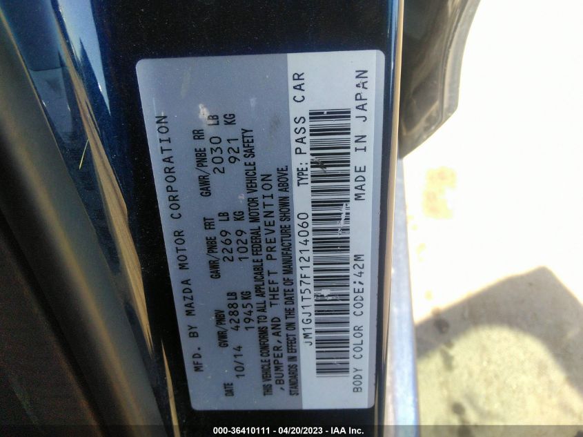 2015 MAZDA MAZDA6 I TOURING - JM1GJ1T57F1214060