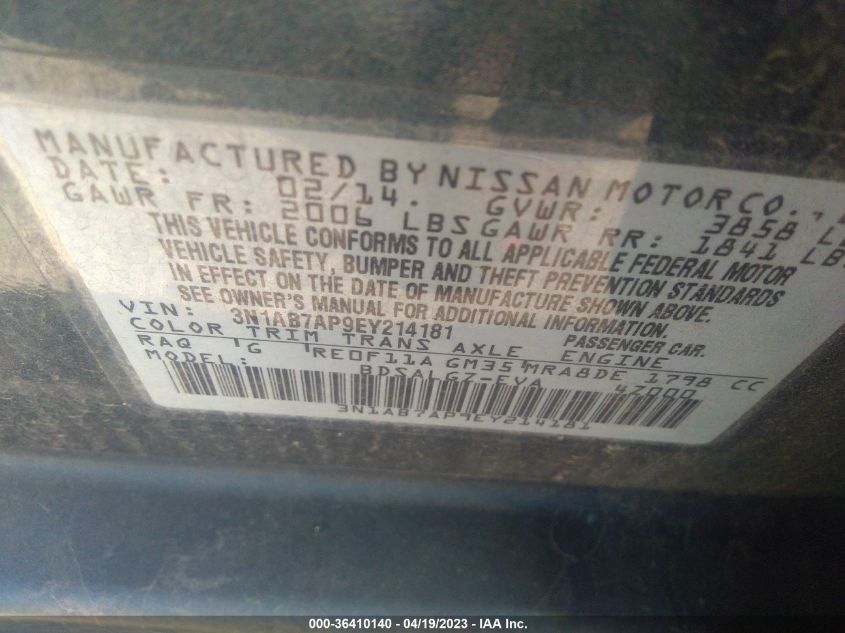 2014 NISSAN SENTRA SL - 3N1AB7AP9EY214181