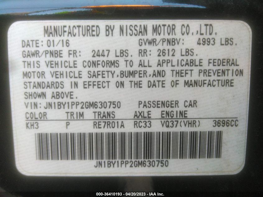 2016 INFINITI Q70L JN1BY1PP2GM630750