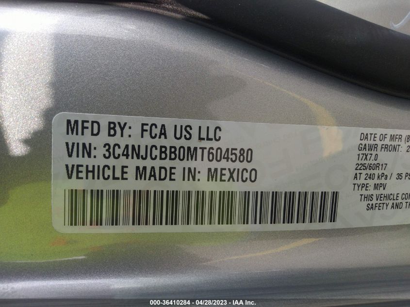 2021 JEEP COMPASS LATITUDE - 3C4NJCBB0MT604580