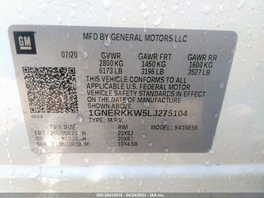 2020 CHEVROLET TRAVERSE PREMIER - 1GNERKKW5LJ275104