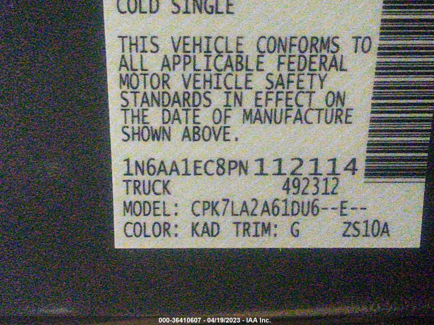 2023 NISSAN TITAN S/SV/PRO-4X - 1N6AA1EC8PN112114