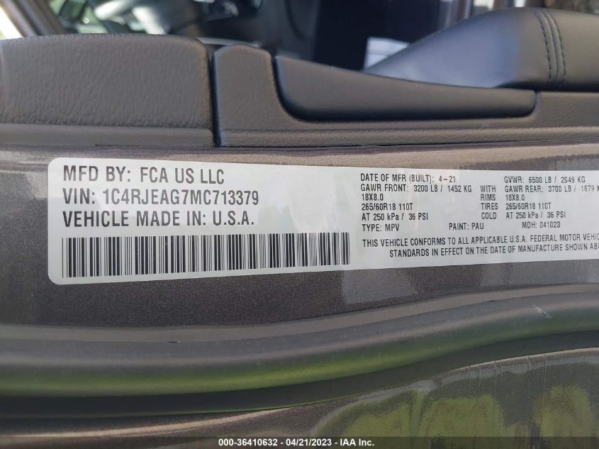 2021 JEEP GRAND CHEROKEE LAREDO X - 1C4RJEAG7MC713379