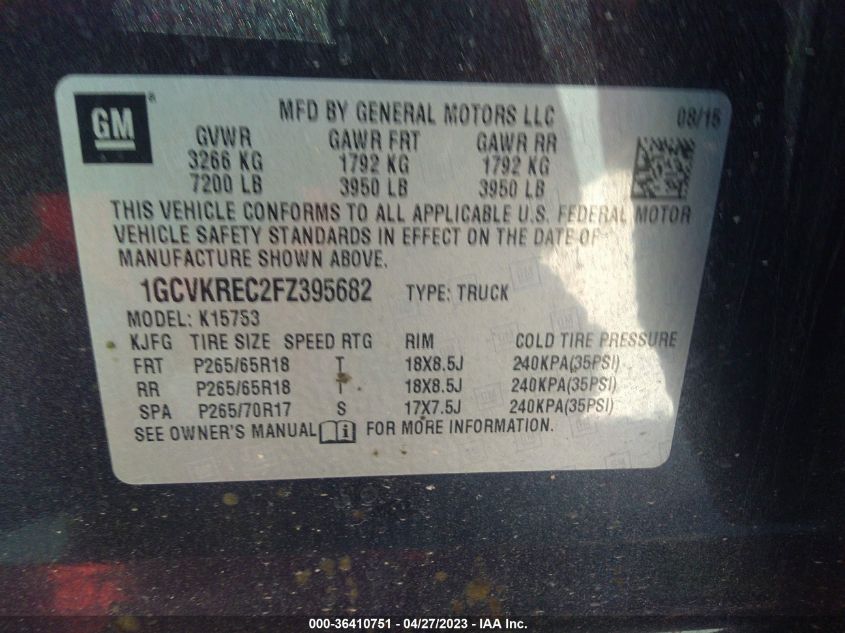 2015 CHEVROLET SILVERADO 1500 LT - 1GCVKREC2FZ395682