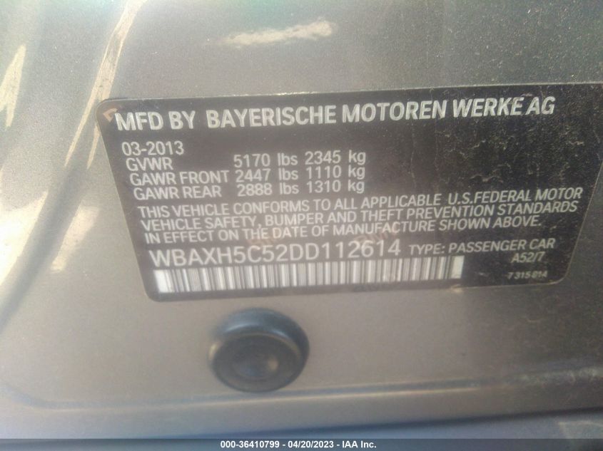 2013 BMW 5 SERIES 528I XDRIVE - WBAXH5C52DD112614