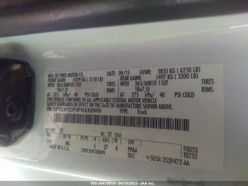 2015 FORD F-150 XL/LARIAT/XLT - 1FTEX1CP3FKE82900