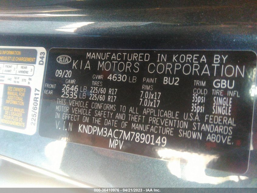 2021 KIA SPORTAGE LX - KNDPM3AC7M7890149