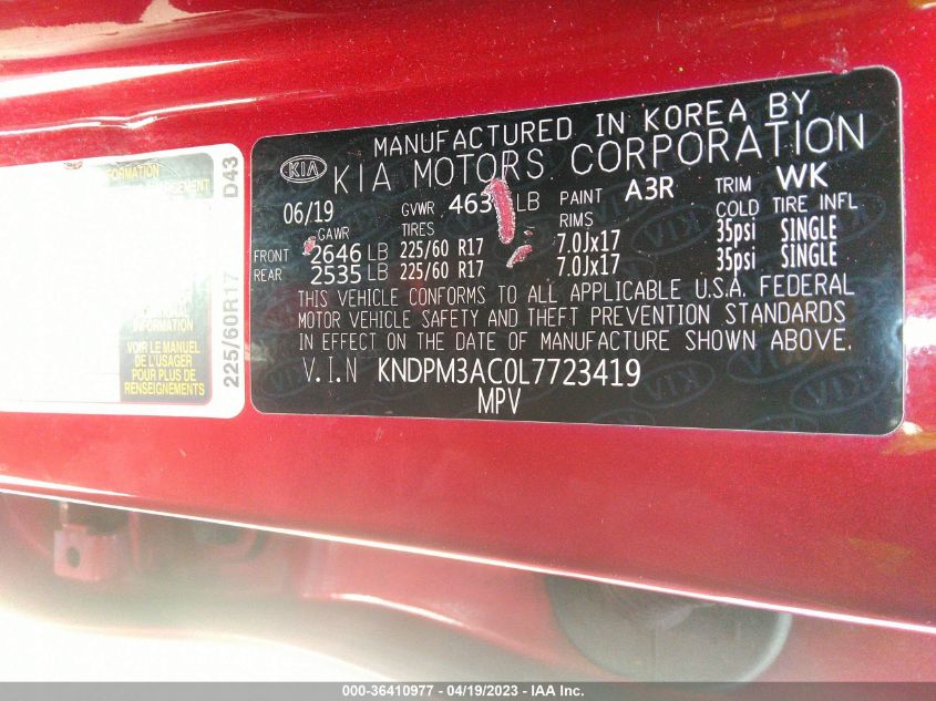 2020 KIA SPORTAGE LX - KNDPM3AC0L7723419