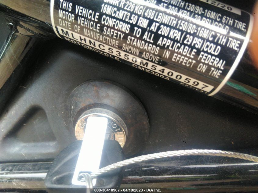 2021 HONDA CMX300 A MLHNC5350M5400597