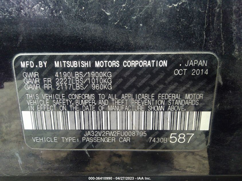 2015 MITSUBISHI LANCER SE - JA32V2FW2FU008795