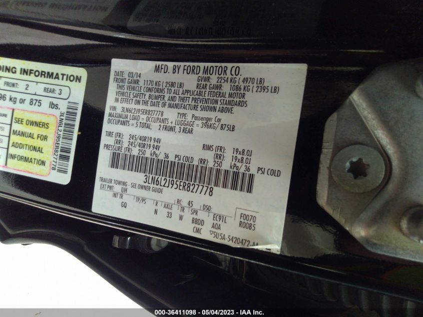 2014 LINCOLN MKZ - 3LN6L2J95ER827778