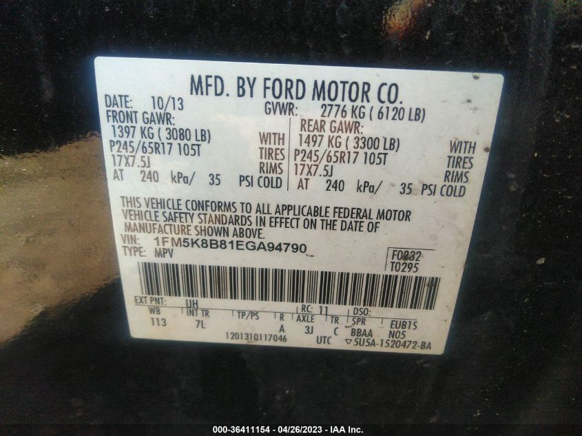 2014 FORD EXPLORER BASE - 1FM5K8B81EGA94790