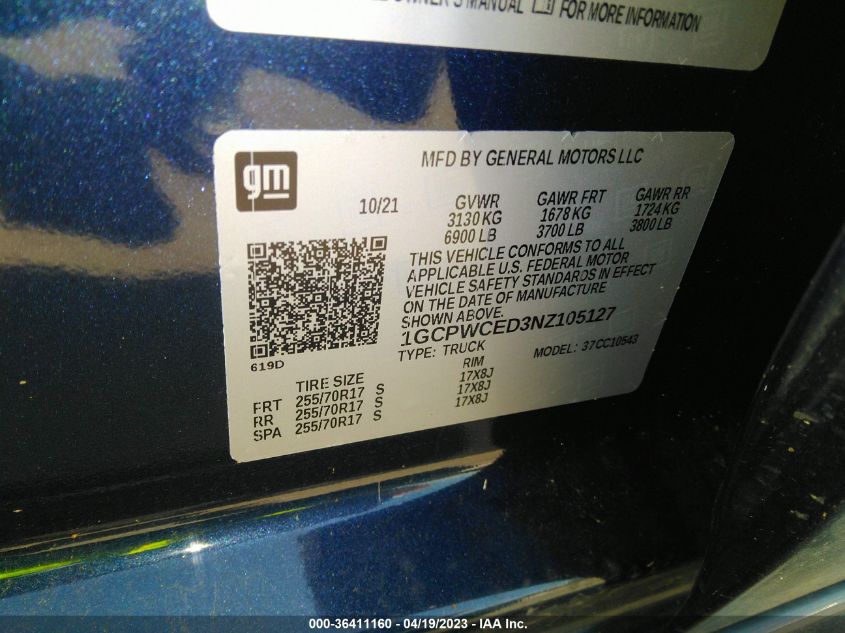 2022 CHEVROLET SILVERADO 1500 LTD LT - 1GCPWCED3NZ105127