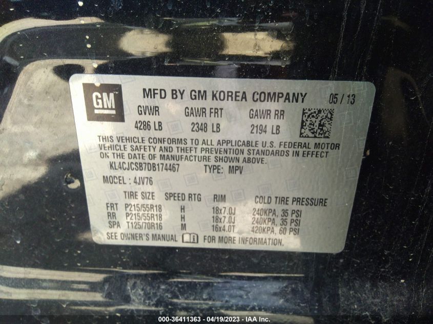 2013 BUICK ENCORE LEATHER - KL4CJCSB7DB174467