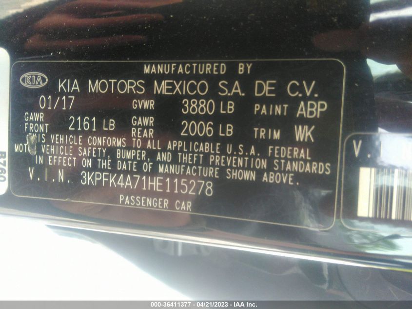 2017 KIA FORTE LX - 3KPFK4A71HE115278