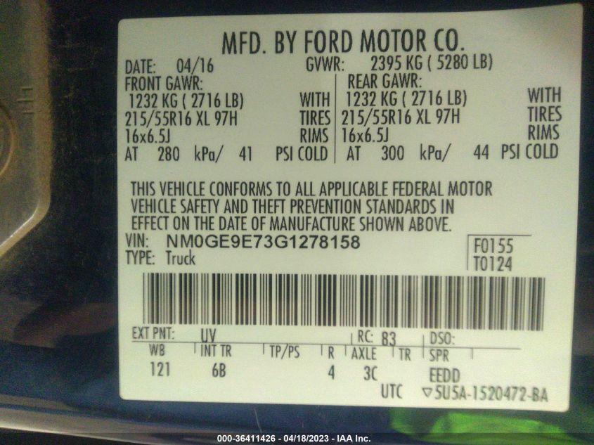 2016 FORD TRANSIT CONNECT WAGON XL NM0GE9E73G1278158