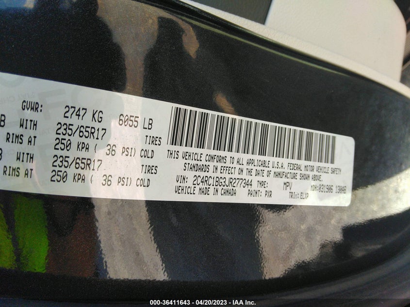 VIN 2C4RC1BG3JR277344 2018 CHRYSLER PACIFICA TOURING L