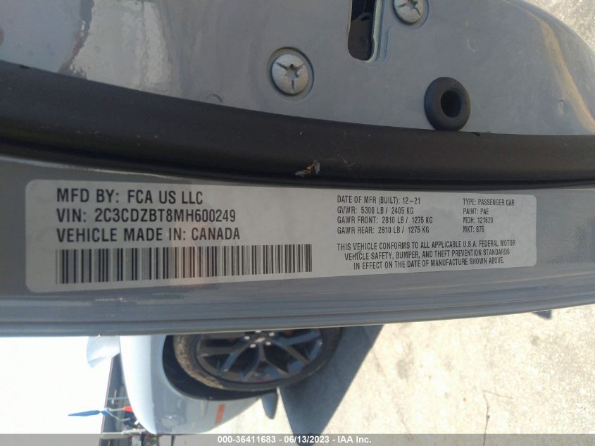 2021 DODGE CHALLENGER R/T - 2C3CDZBT8MH600249