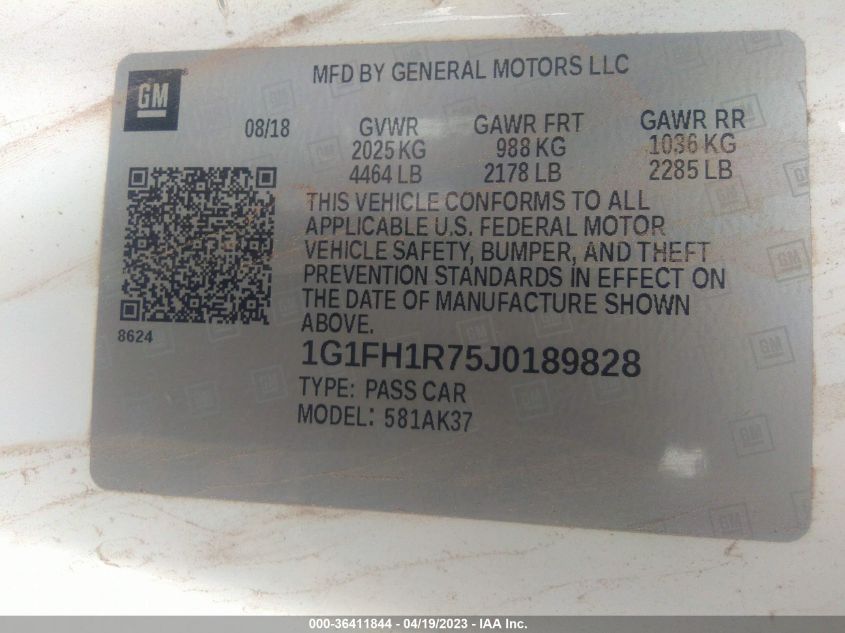 2018 CHEVROLET CAMARO 2SS - 1G1FH1R75J0189828