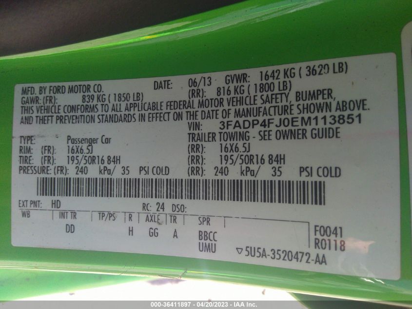 2014 FORD FIESTA TITANIUM - 3FADP4FJ0EM113851