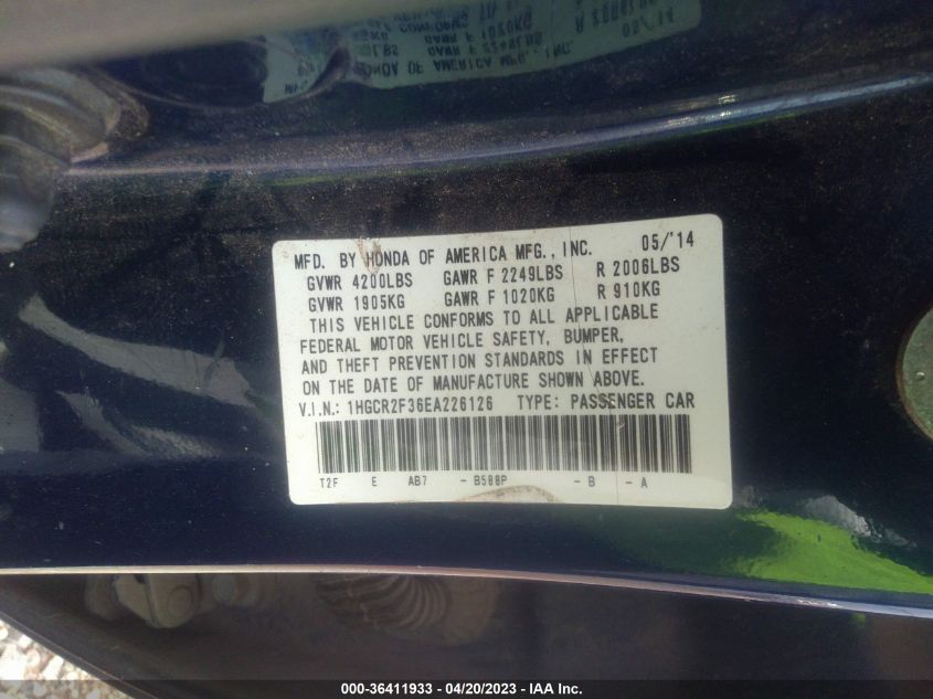 2014 HONDA ACCORD LX - 1HGCR2F36EA226126