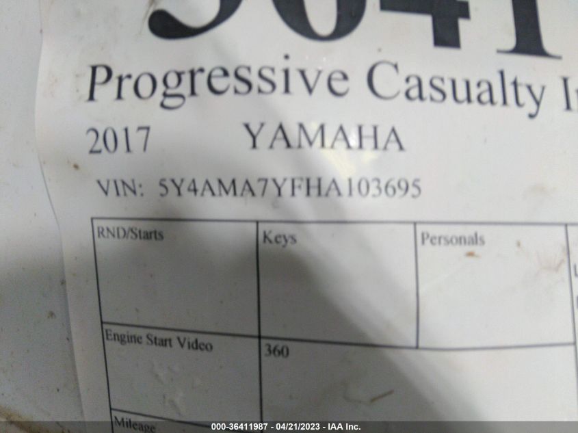 2017 YAMAHA YFM700 FWAD - 5Y4AMA7YFHA103695