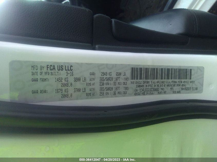 2016 JEEP GRAND CHEROKEE HIGH ALTITUDE - 1C4RJFCG1GC364663