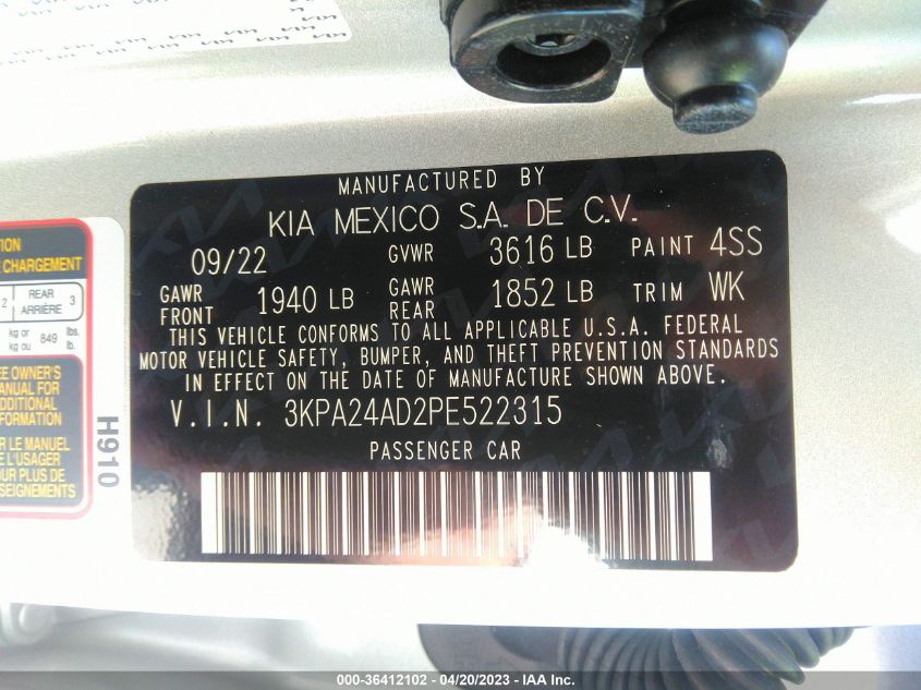 2023 KIA RIO LX - 3KPA24AD2PE522315