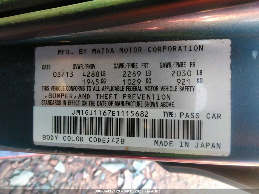 2014 MAZDA MAZDA6 I TOURING - JM1GJ1T67E1115682