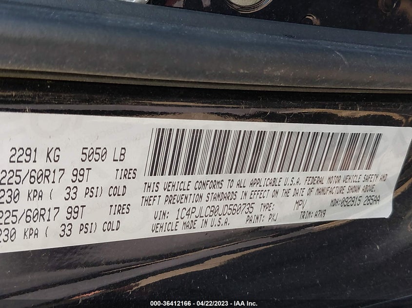 VIN 1C4PJLCB0JD560735 2018 JEEP CHEROKEE LATITUDE