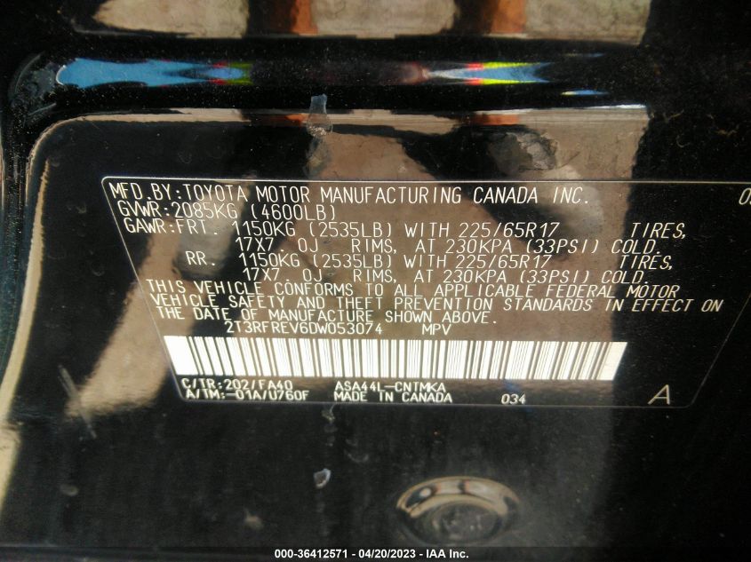 2013 TOYOTA RAV4 XLE - 2T3RFREV6DW053074