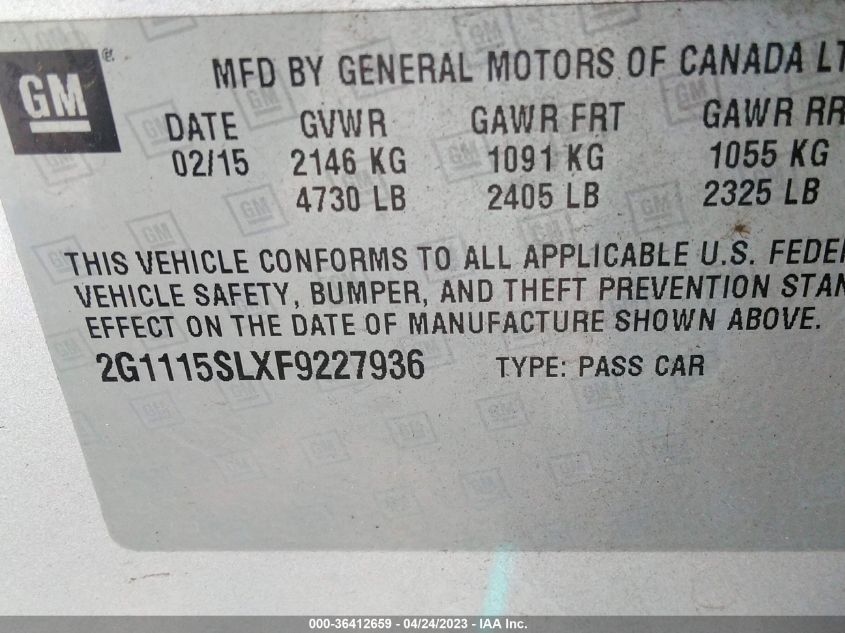 2015 CHEVROLET IMPALA LT - 2G1115SLXF9227936