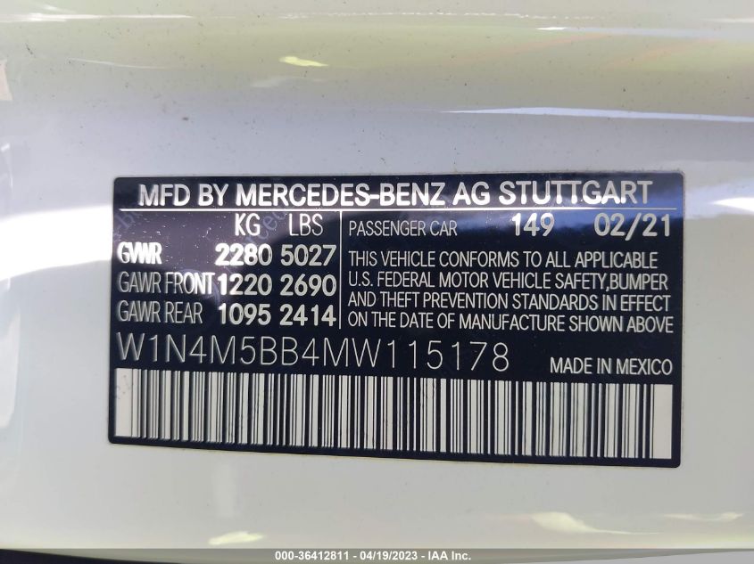 2021 MERCEDES-BENZ GLB AMG GLB 35 - W1N4M5BB4MW115178