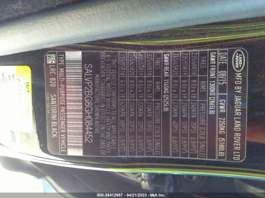 2016 LAND ROVER RANGE ROVER EVOQUE SE - SALVP2BG8GH084452