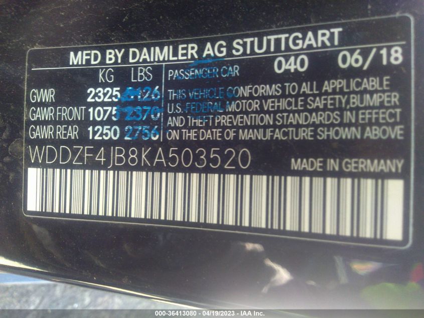 2019 MERCEDES-BENZ E-CLASS E 300 - WDDZF4JB8KA503520