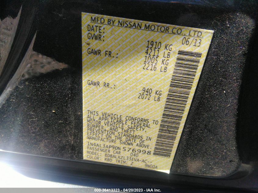 2013 NISSAN ALTIMA 2.5 SL - 1N4AL3AP9DN576998