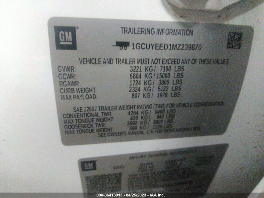 2021 CHEVROLET SILVERADO 1500 RST - 1GCUYEED1MZ239870