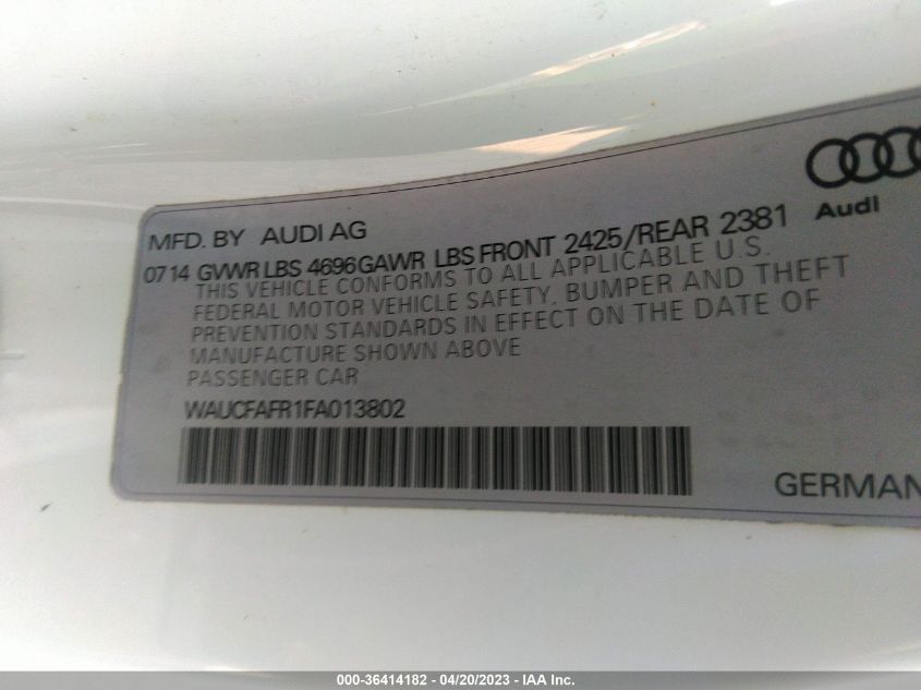 2015 AUDI A5 PREMIUM - WAUCFAFR1FA013802