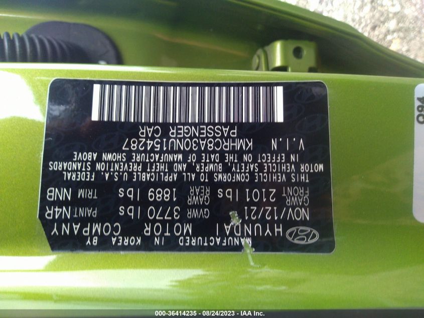 2022 HYUNDAI VENUE SEL - KMHRC8A30NU154287
