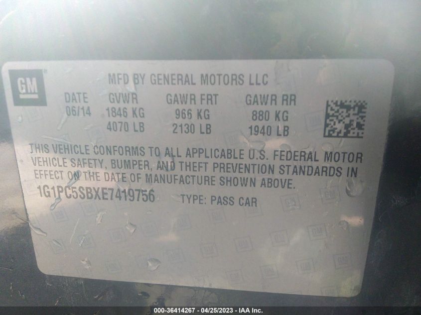 2014 CHEVROLET CRUZE 1LT - 1G1PC5SBXE7419756