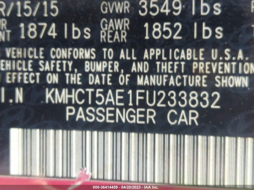 2015 HYUNDAI ACCENT GS - KMHCT5AE1FU233832