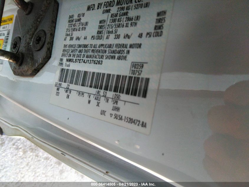 2018 FORD TRANSIT CONNECT VAN XL NM0LS7E74J1376263