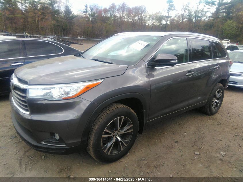 2016 TOYOTA HIGHLANDER XLE - 5TDJKRFH9GS243197