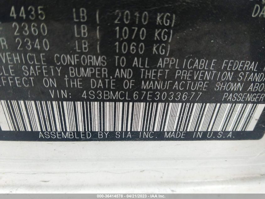 2014 SUBARU LEGACY 2.5I LIMITED - 4S3BMCL67E3033677