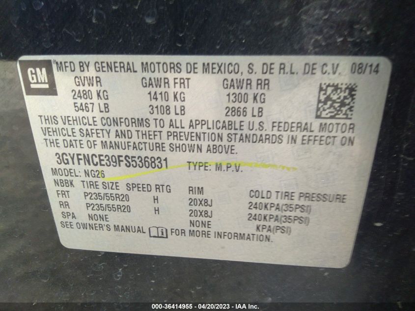 2015 CADILLAC SRX PERFORMANCE COLLECTION - 3GYFNCE39FS536831